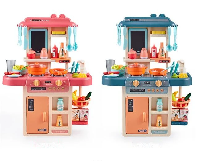 Моделирование cocina infantil звук и свет спрей для воды набор игрушечной посуды стол для приготовления пищи игровой дом кухонная плита пластиковая пищевая игрушка