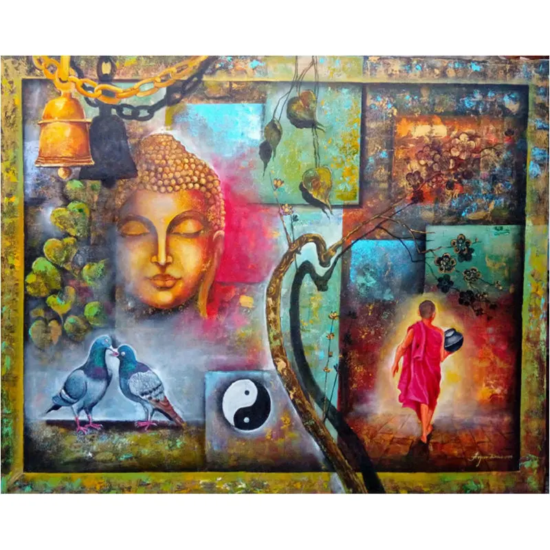5D Diy алмазная живопись вышивка крестиком статуя голубя и Будды ручная работа