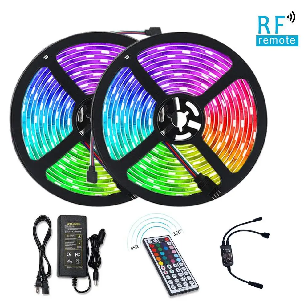 Светодиодная лента RGB 5050 SMD 2835 гибкая лента светодиод RGB 5 м 10 м 15 М лента диод DC 12 В+ пульт дистанционного управления+ адаптер