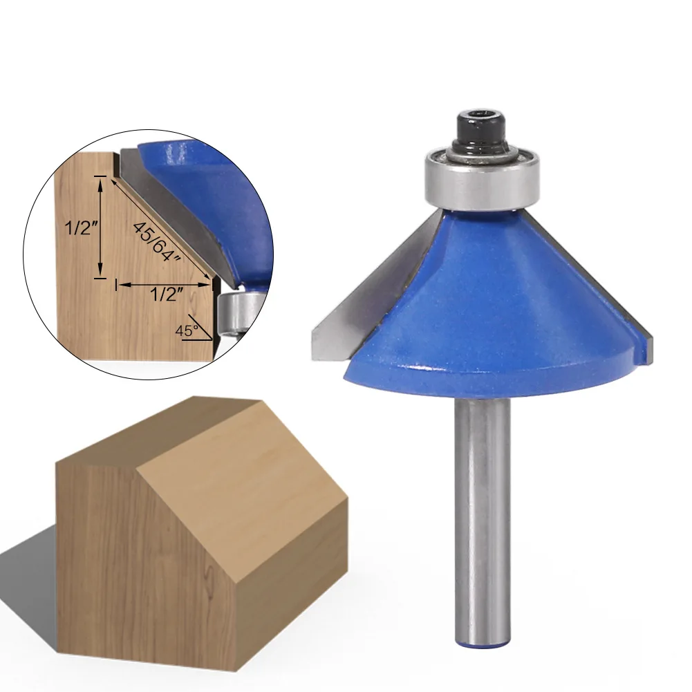

1PC 1/4" 6.35MM Shank Milling Cutter Wood Carving 45 Degree Chamfer & Bevel Edging Router Bit Milling Cutter Tool For Chipboard