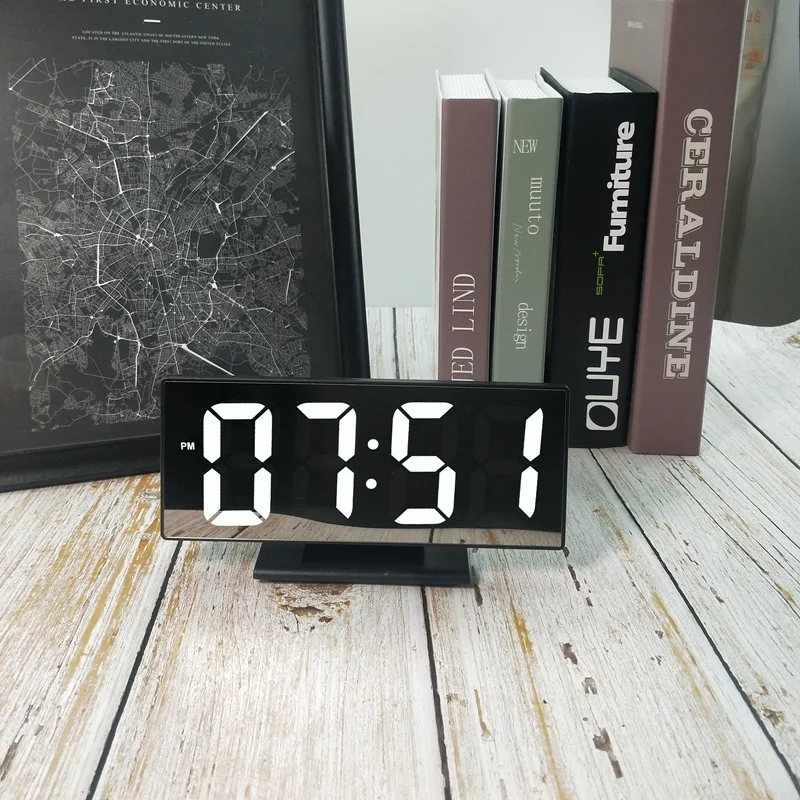 Fashion Creative Mirror Clock Temperature Digital Desktop LED Electronic Bedside Alarm | Дом и сад