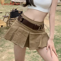 y2k egirl 90s 2000s khaki aesthetic kawaii harajuku korean vintage skort summer women high waist tennis pleated mini skirts 2021