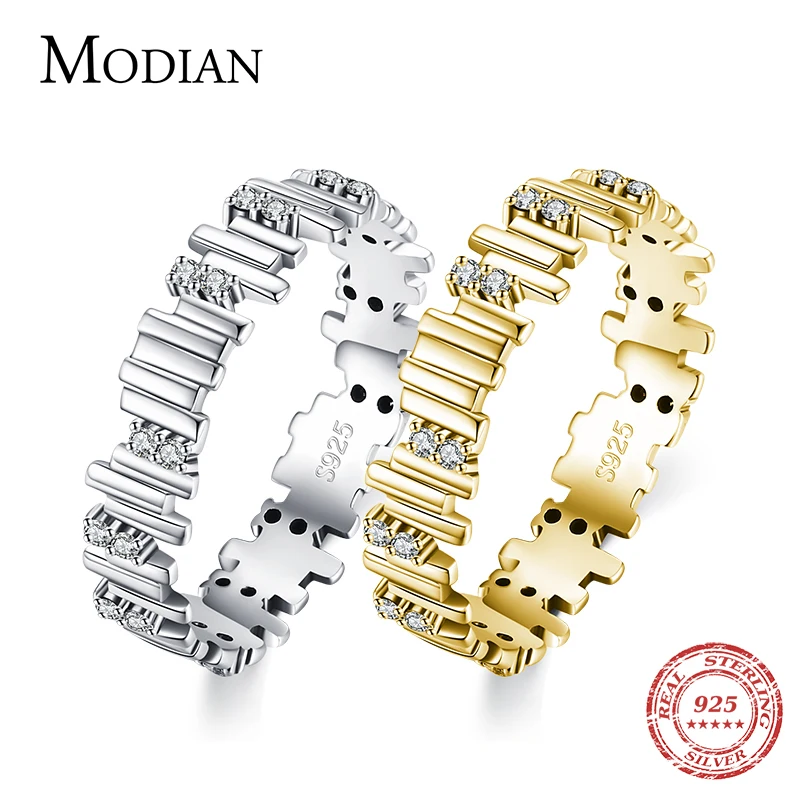 

Modian Silver Rings Irregular Geometric Line Art Finger Rings for Women Genuine 925 Sterling Silver Fine Jewelry 2021 New Design