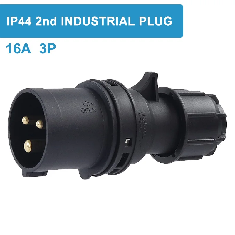 Черная Водонепроницаемая промышленная пробка и розетка 3 ядра 3P 16A сценическое