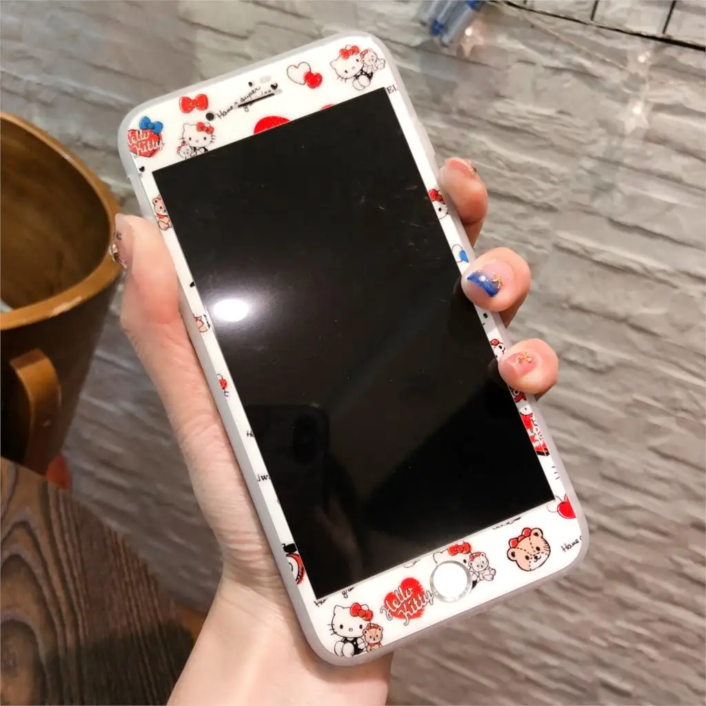 Мультяшный узор 3D 9H защита экрана закаленное стекло для iPhone 6 6S 7 8 Plus