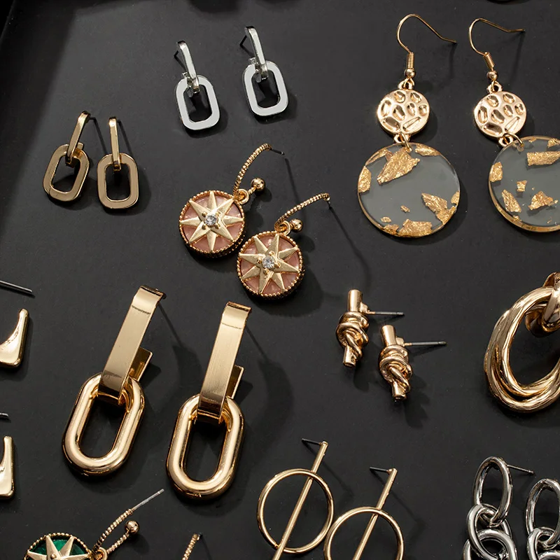 

vintage golden drop earrings statement geometric gold earrings for women female lrregular dangle earring 2021 trendy jewelry