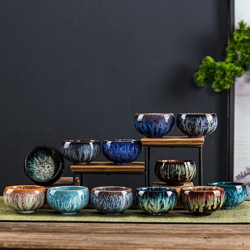 

A Single Cup of Brushed Glaze Tea Cup Kung Fu Tea Set Build Small Tea Cup Master Teaware Tea Set Cup