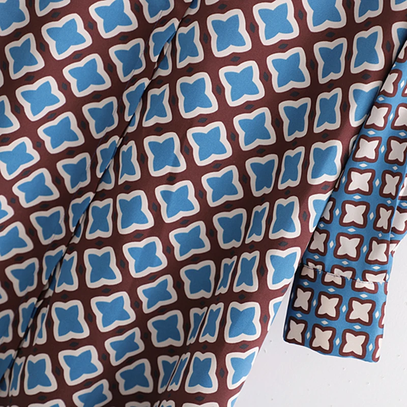 ZOEPO платья с геометрическим принтом женские модные отложным воротником