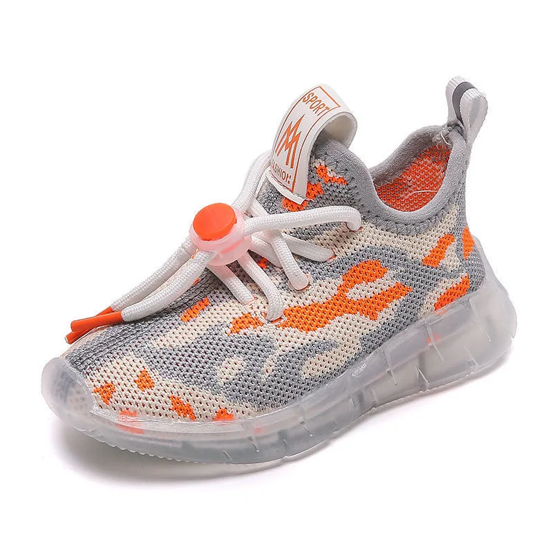 

Fashion Children's Shoes Spring Flying Knit Trend Line LED Light Up Casual Boys /girls Sports Non-slip Kids Coconut Shoes CS253