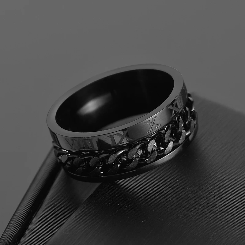 Uzone трендовый 8 мм Спиннер из нержавеющей стали кольцо панк мужские черные синие