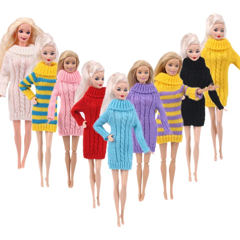 Multicolor 1 Set Sleeve Soft Fur Coat Sweater Tops Dress Winter Warm Casual Wear Accessories Clothes for Barbies Doll Kids Toy | Игрушки и