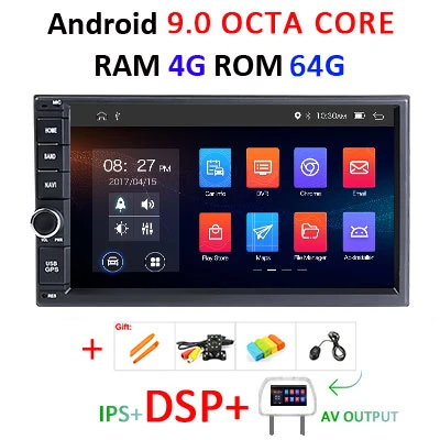Android 9,0 " ips DSP 64G Восьмиядерный/четырехъядерный 2 Din Универсальный Автомобильный gps Радио навигационный плеер мультимедийный экран без dvd-плеера - Цвет: 9.0 4G 64G DSP AVOUT