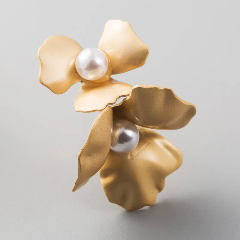 Japan Korea Style Sweet Retro Flowers Alloy Sub-gold Imitation Pearl stud Earrings for Women Girl Fashion Jewelry Accessories | Украшения и
