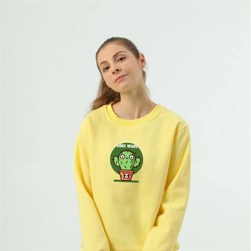 Cute Funny Cactus Sweatshirt Cotton Pullover Plus Size Clothes for Women Cottagecore Aesthetics Warm Harajuku Sweetshirt Girls