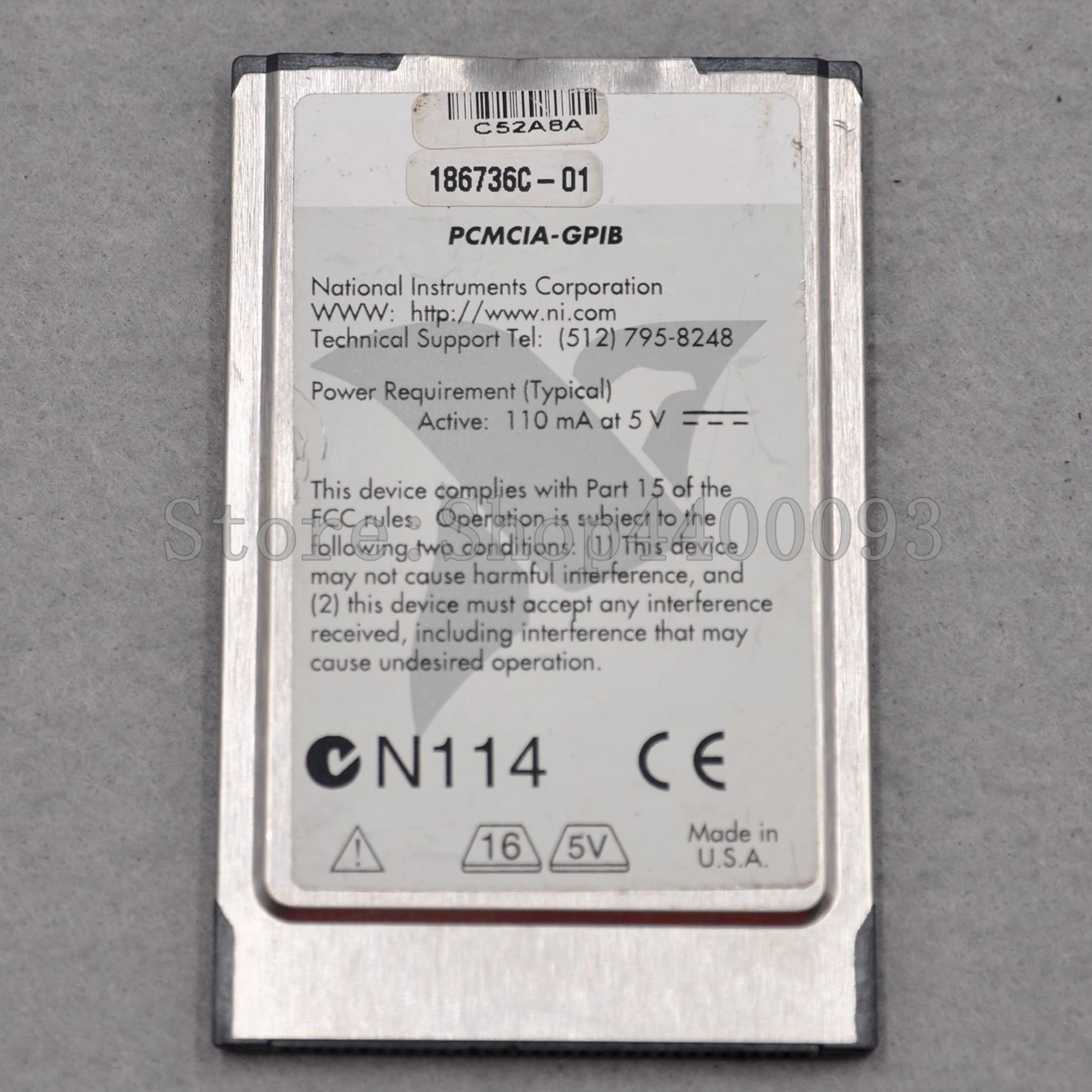NATIONAL INSTRUMENTS PCMCIA-GPIB 186736C-01 110mA 5V IEEE488card data acquisition card