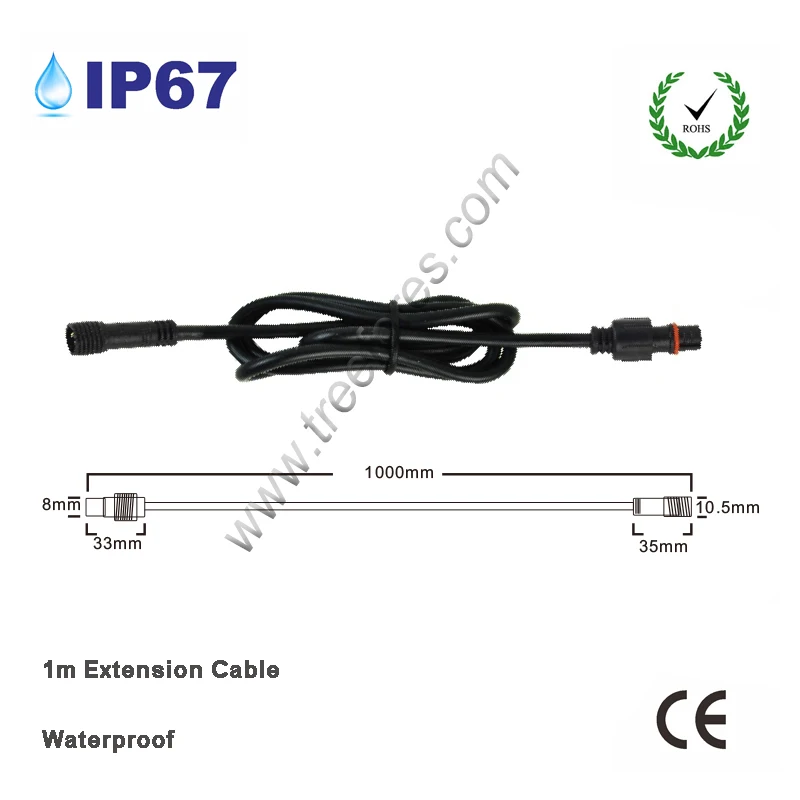 

Silicon Wire IP67 CE 1m 2pin Extension LED Cable 3Pin Y Parallel with DC Quick Termina Waterproof Extension Cable And Shunt Cord