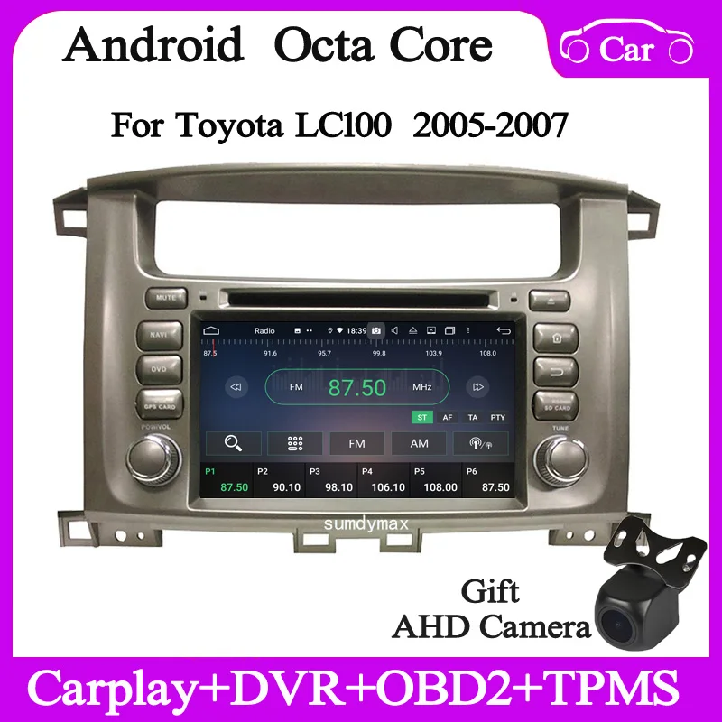 Автомобильный радиоприемник Android 10 7 дюймов для toyota Lander Cruiser 100 LC100 2003-2008
