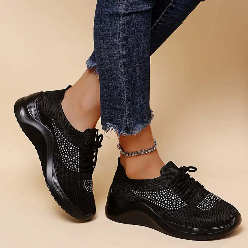 

Sport Shoes Hightop Women Running Shoes Rubber Bottom Sports Shoes Ladies Durable Outsole Women's Wedge Sneakers Surfing Tennis