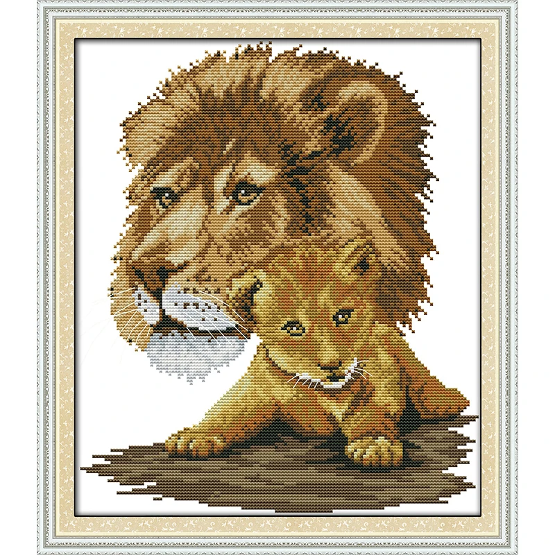 

Everlasting Love Lion (2) Chinese Cross Stitch Kits Ecological Cotton Stamped Printed 14 11CT DIY New Year Decorations For Home