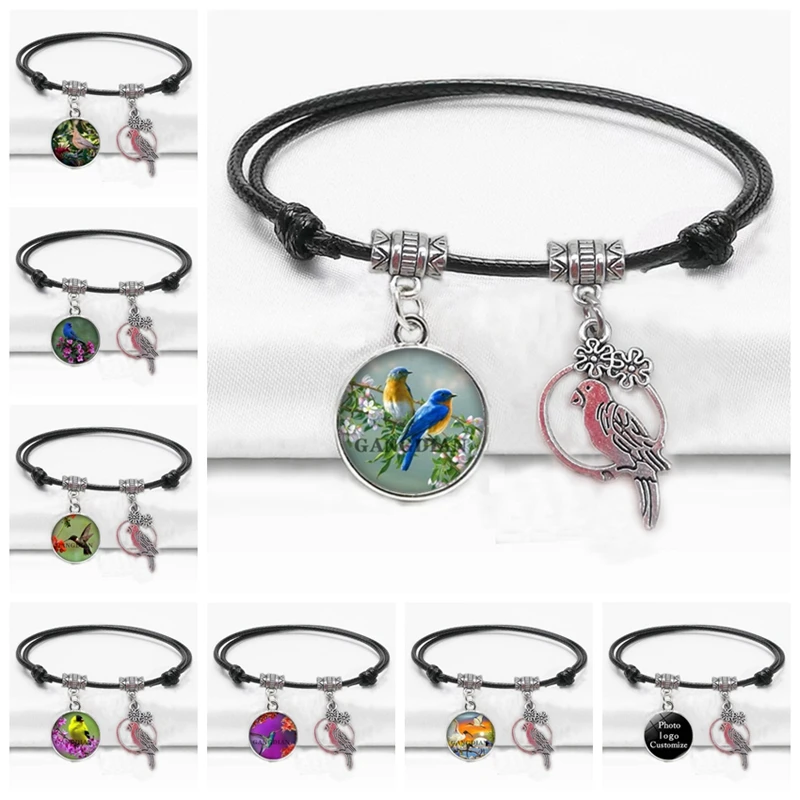 Винтажный браслет с подвеской в виде птицы античном стиле модный черный на руку