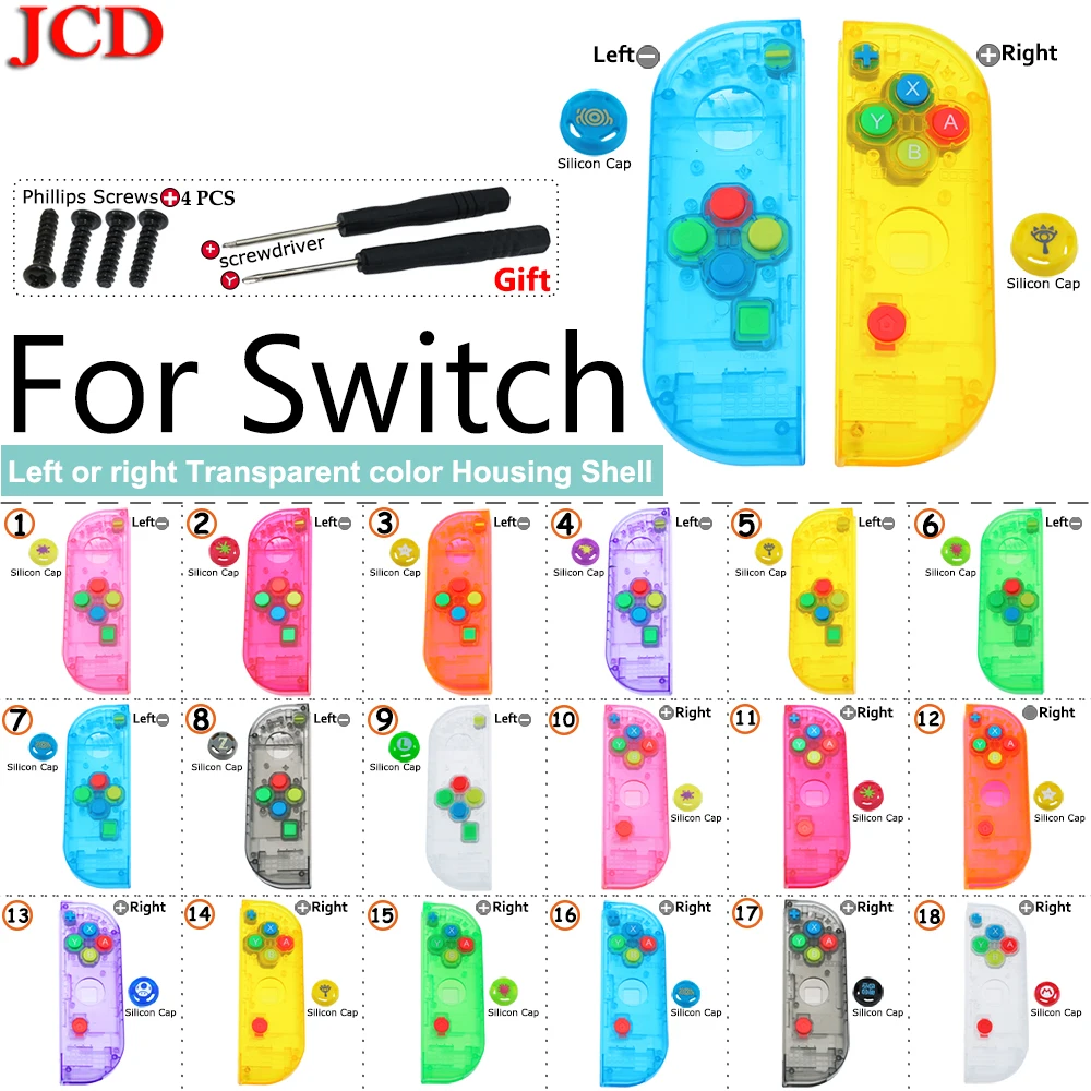 JCD прозрачный цвет DIY для Joy-Con корпус чехол для kingd контроллер NS оболочка игровая консоль для переключателя влево или вправо