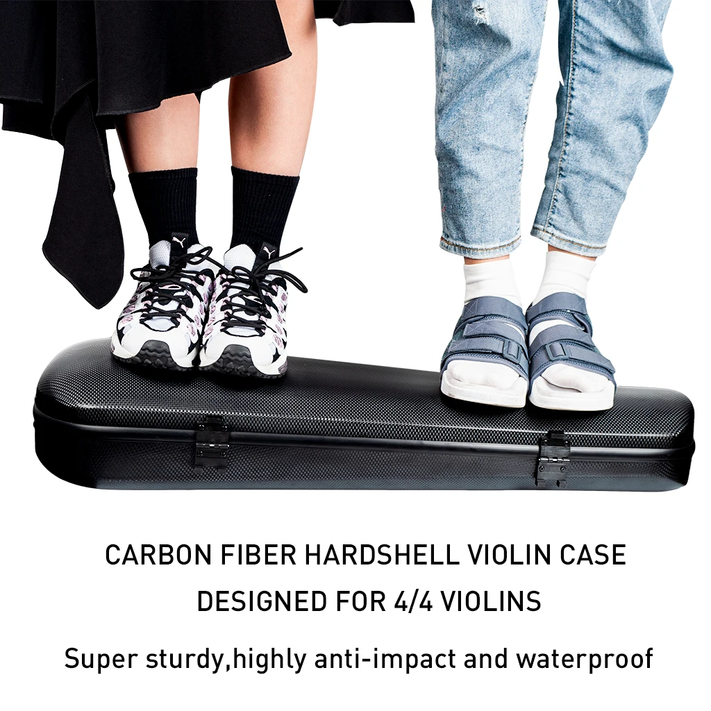 

4/4 Full Size Violin Hard Case Complex Carbon Fiber Material with Hygrometer