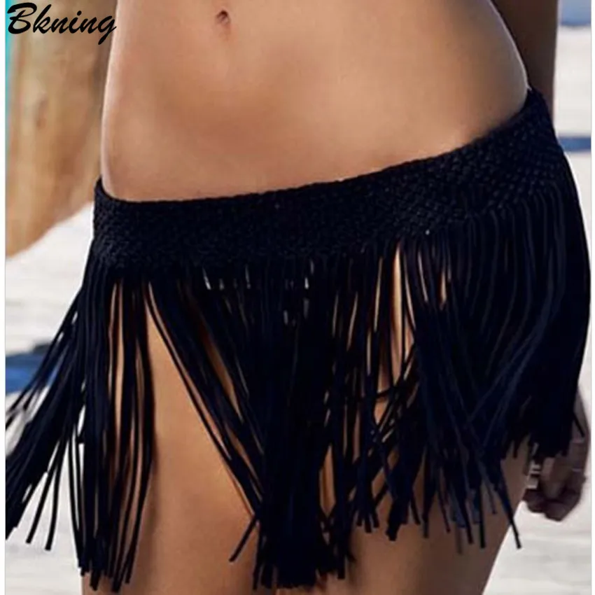 

Bikini Cover Up Swimsuit Skirt Tassel Beachwear Bathsuit 2019 Bikinis Cover-Ups Bathing Suit Women Pareo Beach Wear Solid