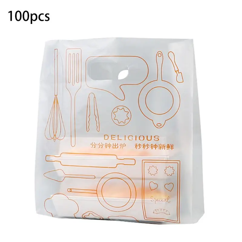 

100 Pcs Plastic Transparent Bags Bread Toast Biscuit Candy Snack Packaging Tote 634E