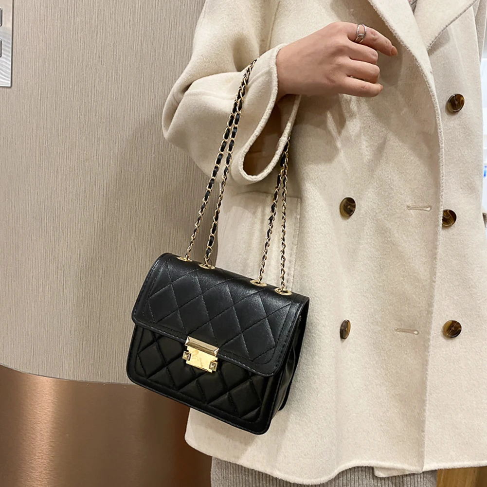 

Youth Ladies Simple Versatile Bag Fashion PU Messenger Bag Women Shoulder Commuter Chain Totes Simple Solid Clutch