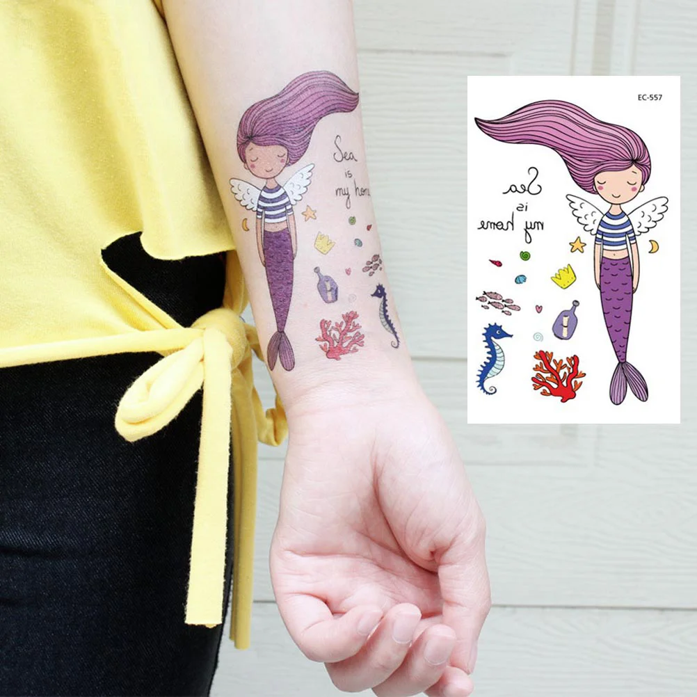 

16 Sheets Kid Stickers Waterproof Mermaid Decorative Stickers for Girl