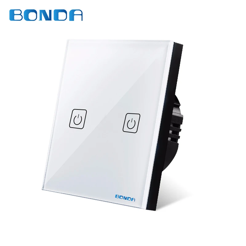 BONDA сенсорный выключатель стандарт ЕС/Великобритания белый кристалл стеклянная
