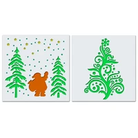 2pc christmas tree spray pattern painting template for painting wall scrapbooking photo album embossing stencils