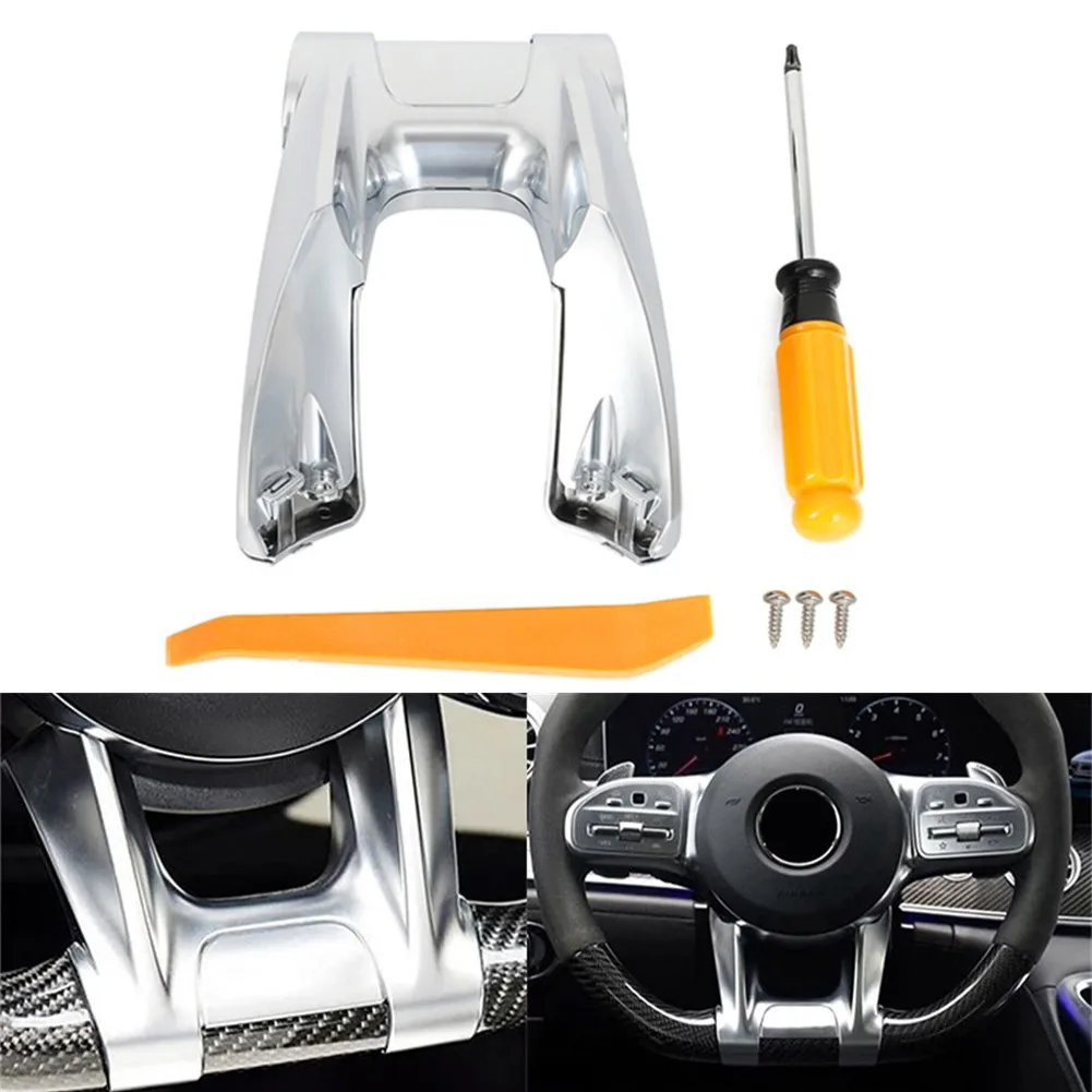 

Car Steering Wheel Frame Low Cover Plate Trim Cap Silver For Mercedes Sport W177 W247 W205 W213 Car Accessories