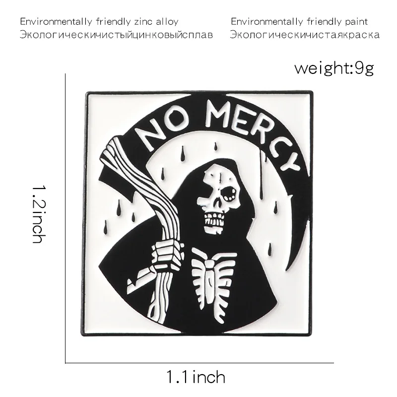

Enamel vintage pin, punk grim reaper is here, pin, sickle skull, enamel brooch badge