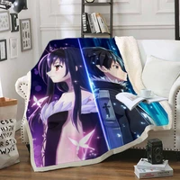 sword art funny character blanket 3d print sherpa blanket on bed home textiles dreamlike style 17