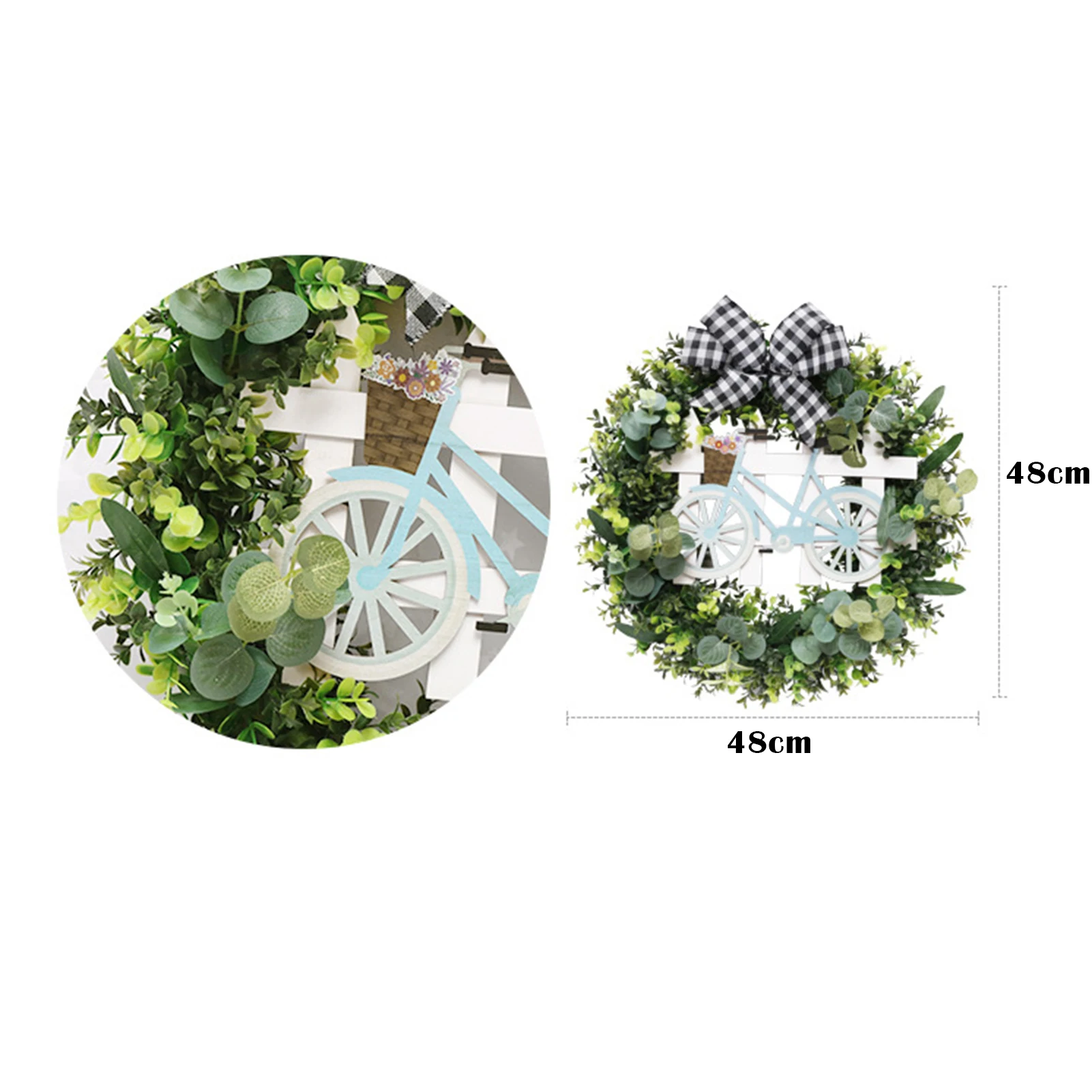 

48cm Plant Simulation Garland Pastoral Style Leaf Wreath Hanging Decoration for Wall Door Wedding Window P7Ding