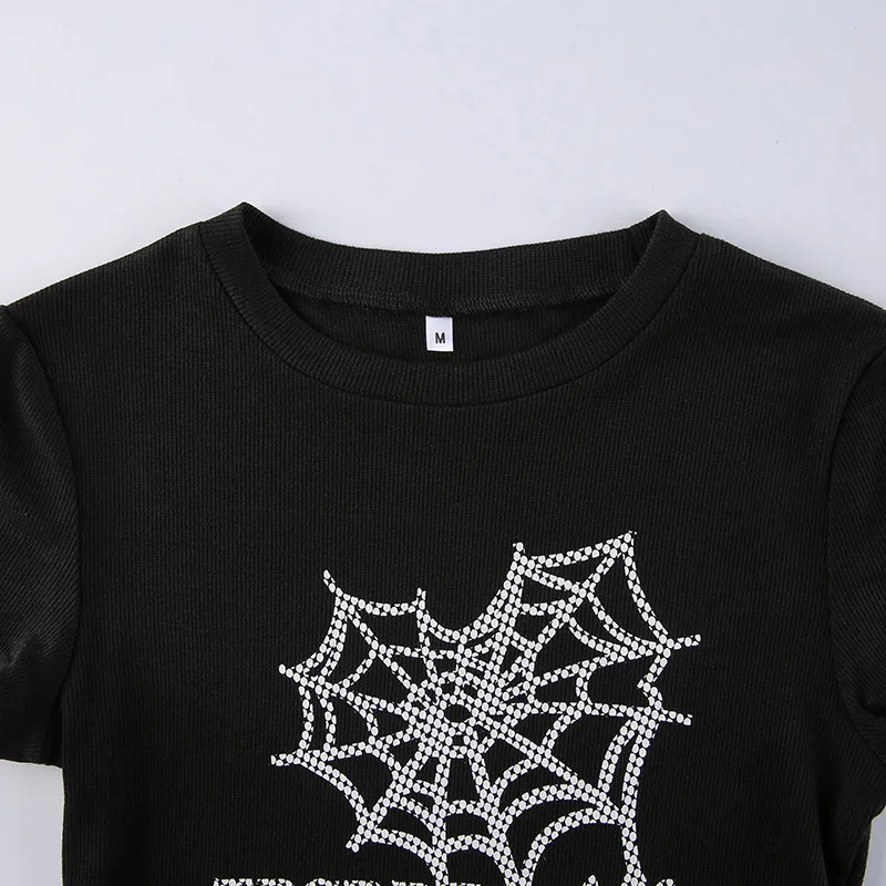 

Women Overall Slim Sexy Print Spider Web T-shirt Style Short Sleeve O-neck Woman Casual Bodysuit Lady Shorts Jumpsuit Rompers