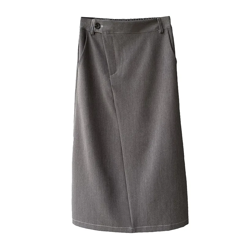 

Yeeloca Mid-length Solid Color A-line Skirt Female 2021 Summer Casual Saias Korean High Waist Retro Trend Skirt