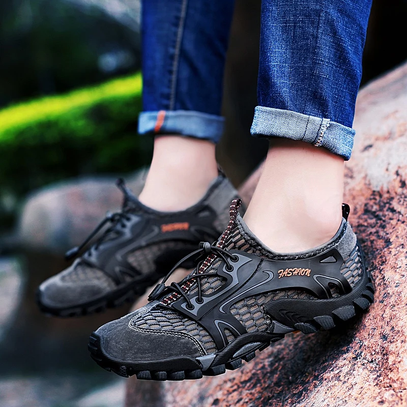 

Summer Breathable Mesh Men Hiking Shoes Quick Drying Mountain Climbing Sneakers Outdoor Men Trekking Sports Non-Slip Walking 46