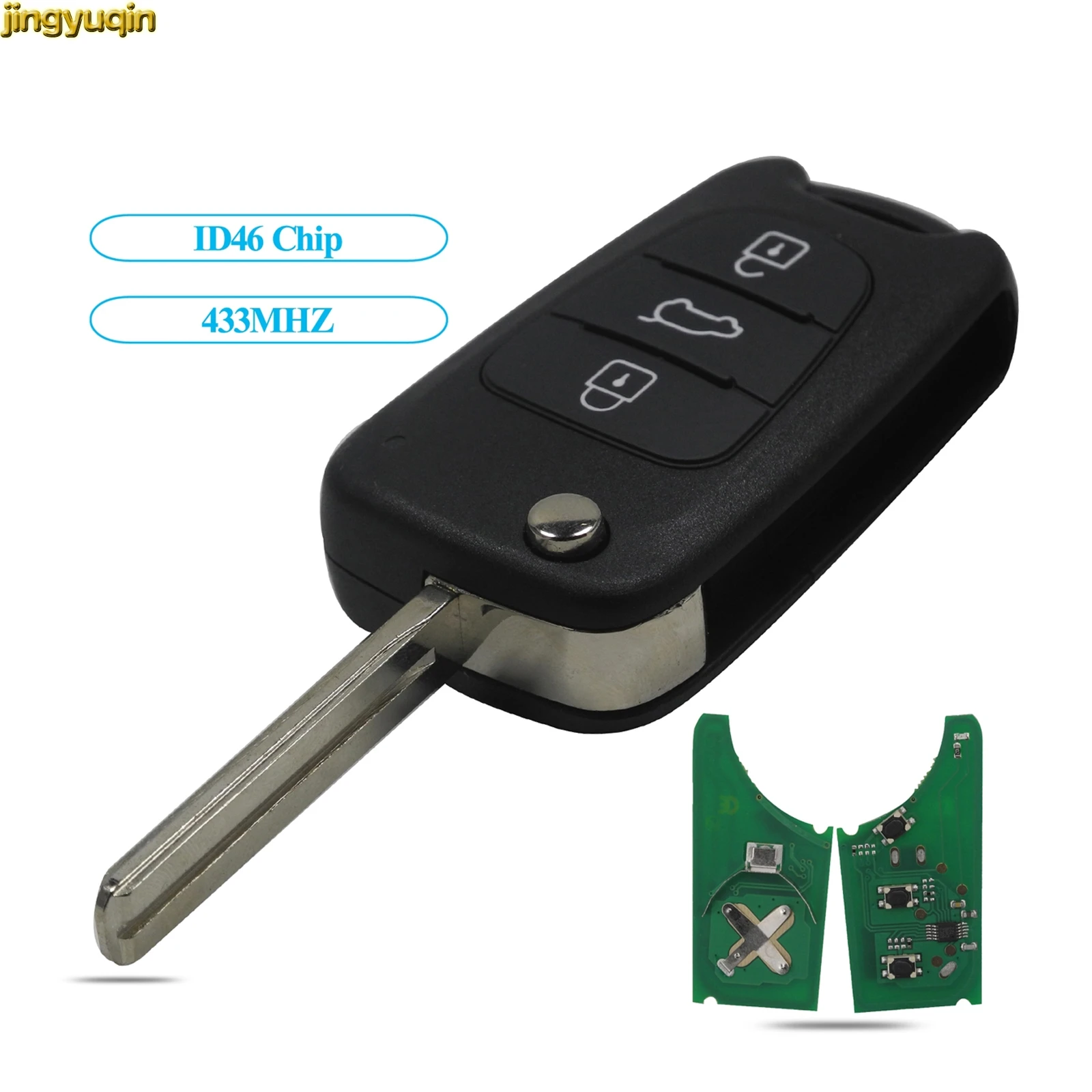 

3 Button Flip Remote Car Complete Key 433MHZ ID46 Chip For Kia Rio 3 Picanto Ceed Cerato Sportage K2 K3 K5 Soul Hyundai i30 ix35