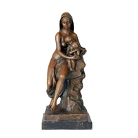 bronze woman holding babies statue sculpture mother love figurine art for home decor mothers day birthday gifts