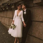 Женское свадебное платье MACDUGAL, элегантное кружевное платье невесты с V-образным вырезом и длинным рукавом, короткая юбка, 2022