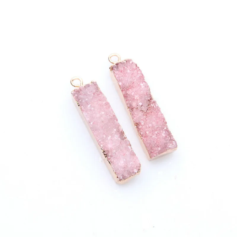 1 шт. белый розовый кристалл драгоценные камни Прямоугольный кулон натуральный