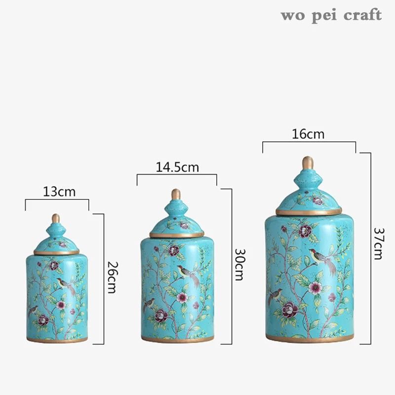 

Painted Flowers Pattern Porcelain Storage Jars Antique Candy Jar Tea Canister Multipurpose Ceramic Vase Vintage Home Decor