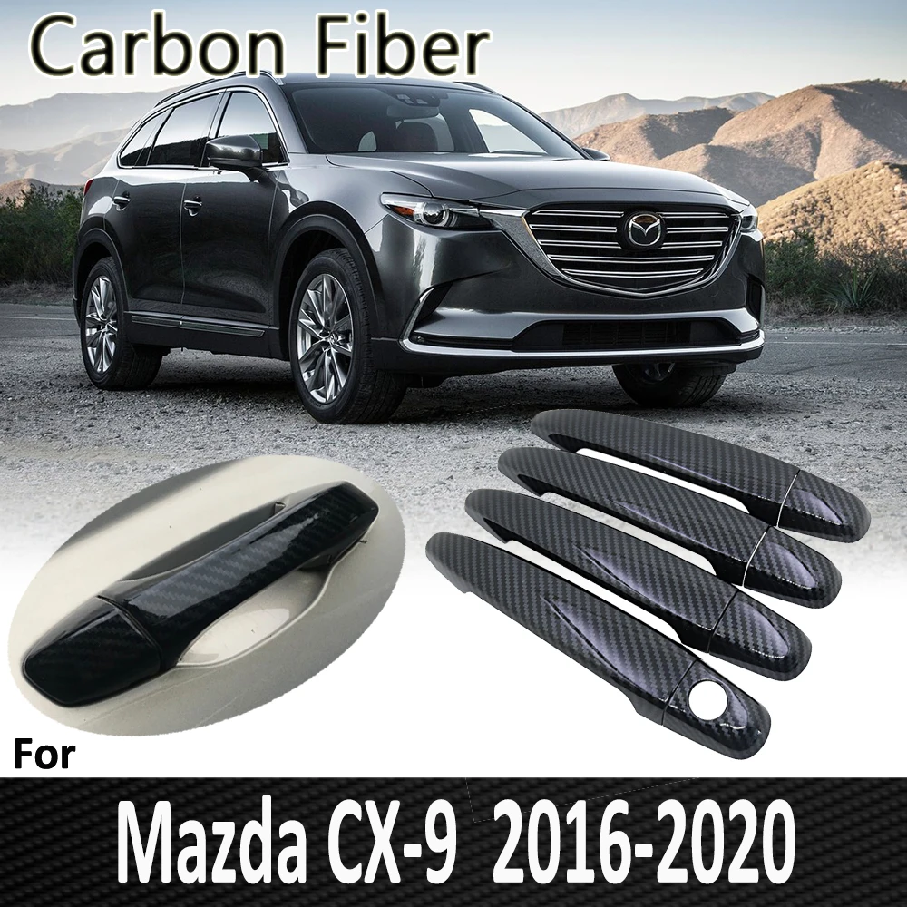 

Black Carbon Fiber for Mazda CX-9 CX9 CX 9 TC MK2 2016 2018 2019 2020 Door Handle Cover Sticker Decorations Car Accessories