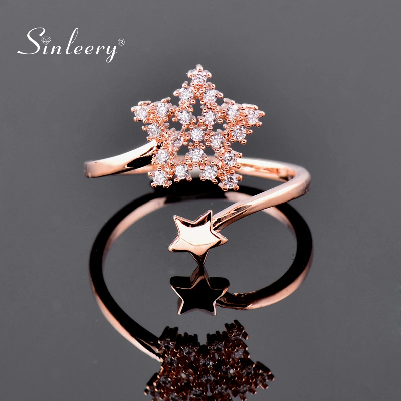 SINLEERY элегантные кольца миди с микрозакрепкой кристалл звезда снежинка