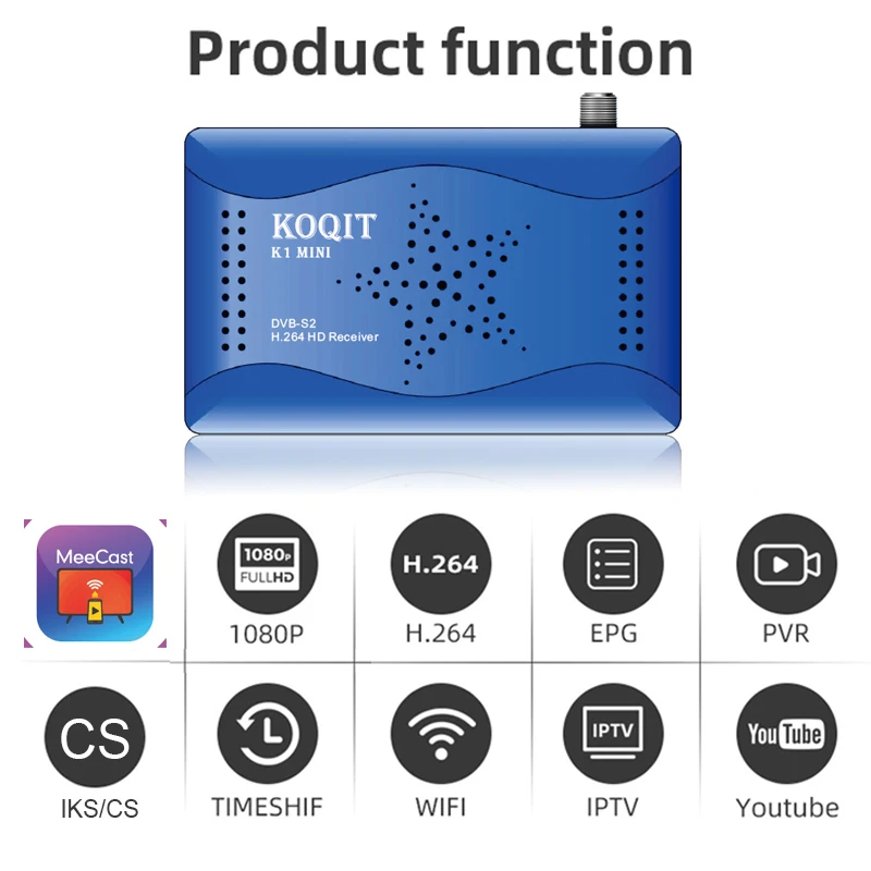 Koqit k1 Mini Receptor de satelite IPTV Decoder DVB S2 Satellite Receiver Mirror Cast DVB-S2 T2MI TV tuner Finder Wifi Youtube