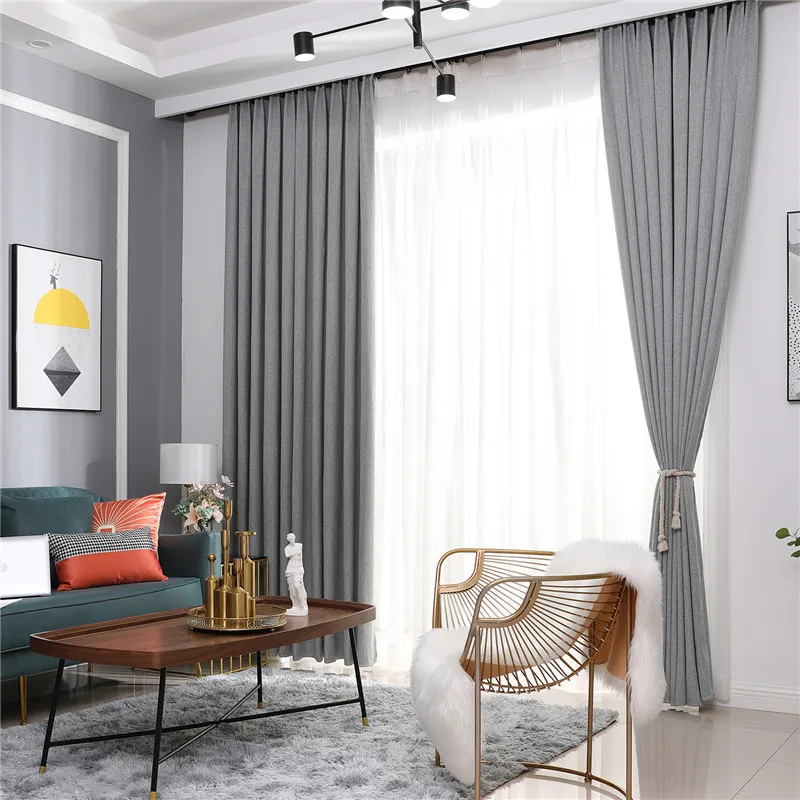 Серые затемняющие шторы из альпака оконные для гостиной спальни кухни