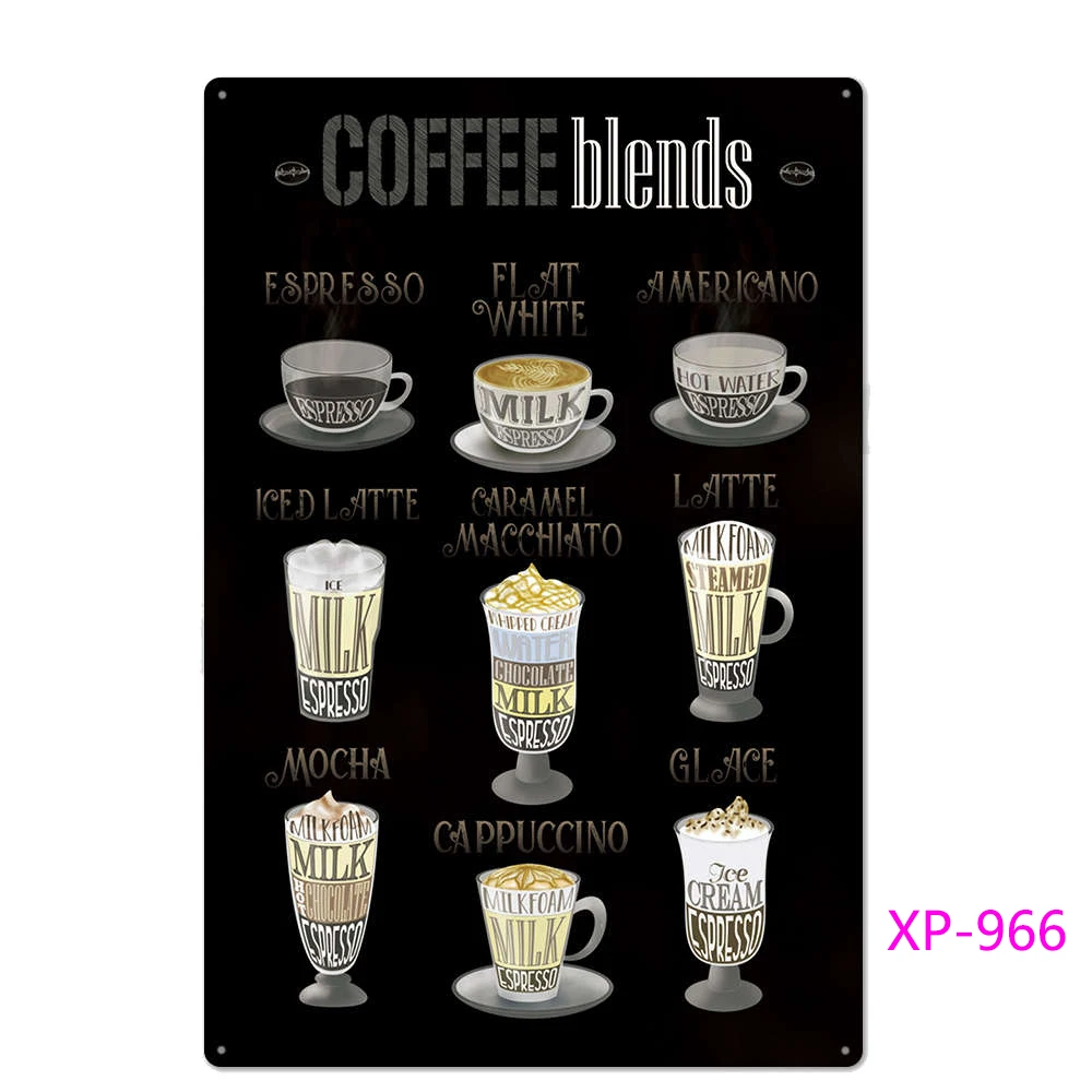 Винтажная жестяная вывеска в виде меню кофе металлическая пластина стиле ретро