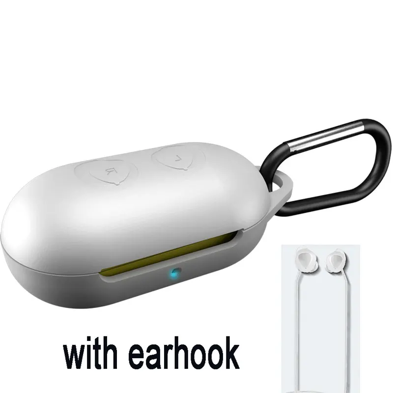 white case earhook Защитный чехол для samsung Galaxy Buds наушники флип-открытый силиконовый чехол водонепроницаемый противоударный чехол s с карабином - Цвет: white case earhook